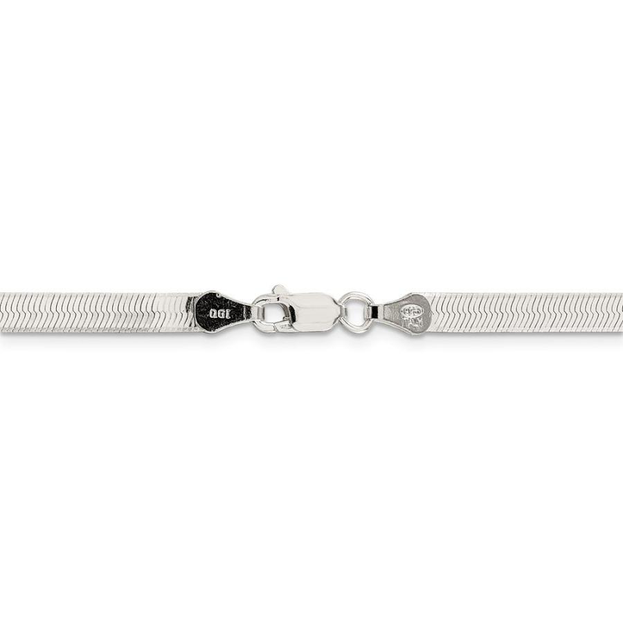 【並行輸入品】ソリッド925スターリングシルバー4.5 MMマジックヘリンボーン柄フラットチェーンネックレス   安全ロックカニカンの画像