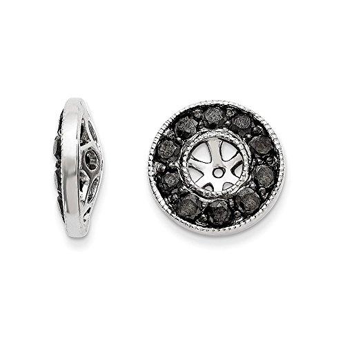 【並行輸入品】ソリッド14Kホワイトゴールドブラックダイヤモンドイヤリングジャケットハロ（3/4カラット） (9mm×9mm) Solid 14の画像