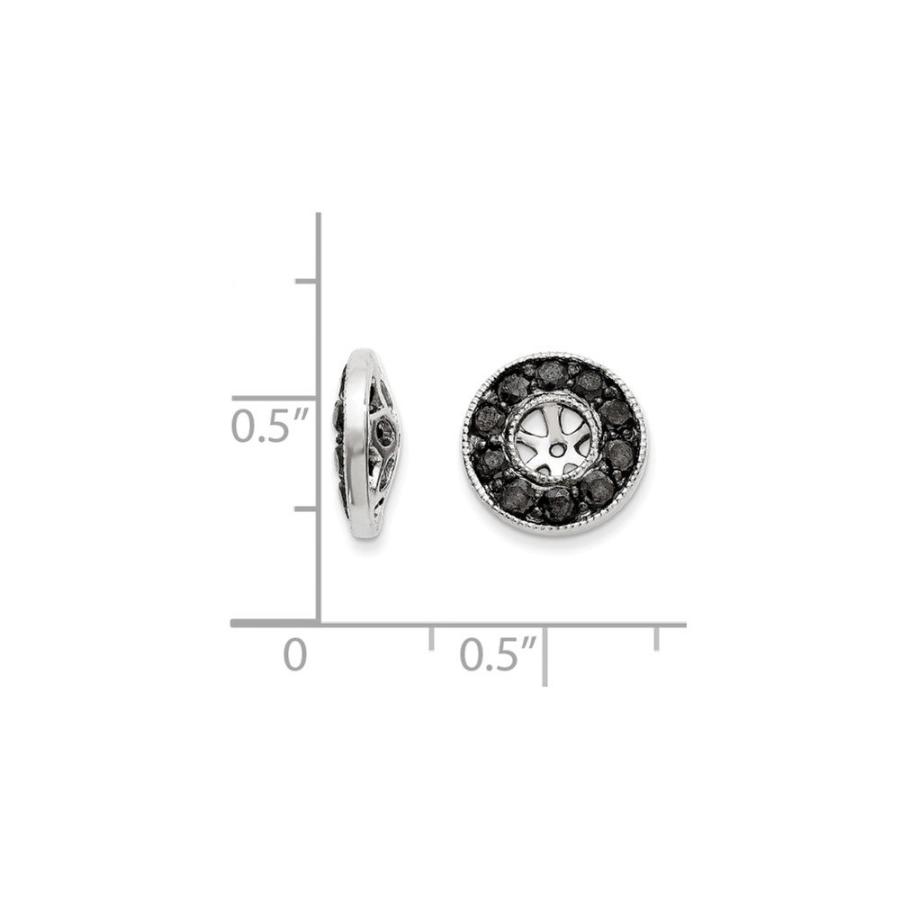 【並行輸入品】ソリッド14Kホワイトゴールドブラックダイヤモンドイヤリングジャケットハロ（3/4カラット） (9mm×9mm) Solid 14の画像