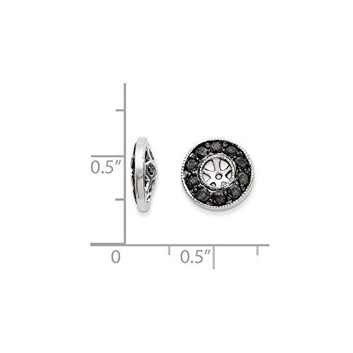 【並行輸入品】ソリッド14Kホワイトゴールドブラックダイヤモンドイヤリングジャケットハロ（3/4カラット） (9mm×9mm) Solid 14の画像