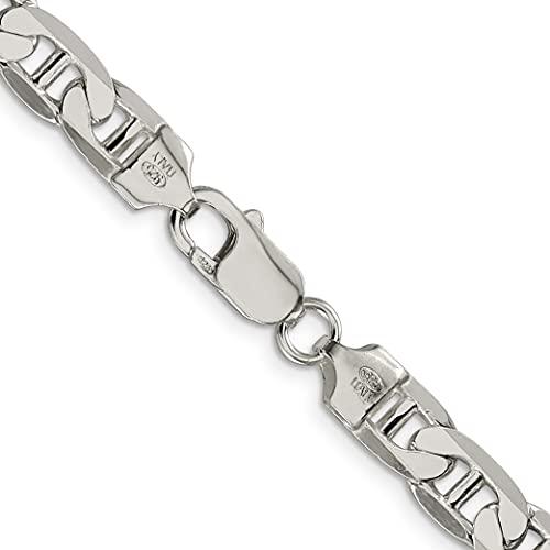 【並行輸入品】ソリッド925スターリングシルバー7 mmアンカーMarinerリンクチェーンネックレス Solid 925 Sterling Sの画像