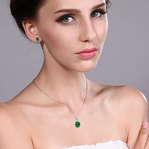 【並行輸入品】[Gem Stone King] 4.63カラット ナノエメラルド ネックレス ピアス セット レディース シルバー925 5月の画像