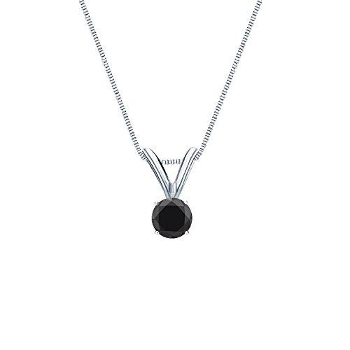 【並行輸入品】14?Kゴールド4プロングバスケットラウンドカットブラックダイヤモンドソリティアペンダント(1?/ 4? ?2カラット、ブラック)_1