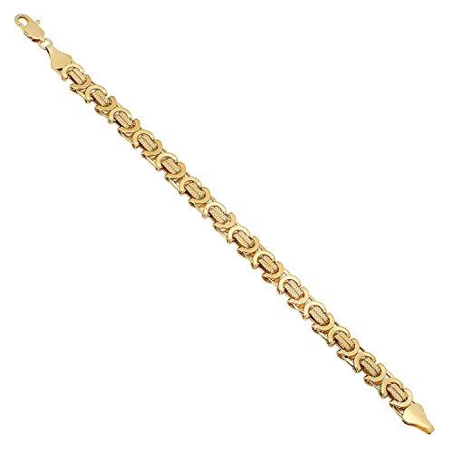 【並行輸入品】9mm 14K イエローゴールドメッキ フラットビザンチンチェーンブレスレット 9 inches ゴールド The Bling F_7