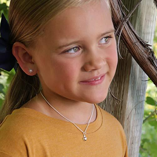 【並行輸入品】子供のスターリングシルバーてんとう虫ペンダントネックレスレッドCZs、14?cm Children's Sterling Silv_3