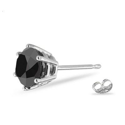 【並行輸入品】1.00 Ct of 5.65 6.37 mm Black Diamond Mens Stud Earring in 14K Wの画像