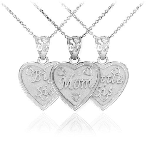 【並行輸入品】華奢な 925 スターリングシルバー製のネックレスセット Mom / Big Sis / Lil Sis の刻印入り 三つの個別の_1