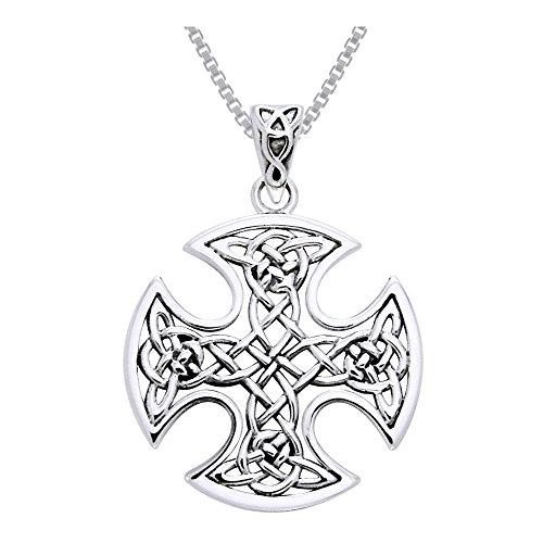 【並行輸入品】ジュエリートレンドスターリングシルバーケルトノットTemplar Cross Pendant on 18インチボックスチェーンネッ_1