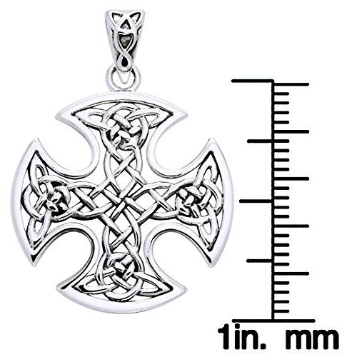 【並行輸入品】ジュエリートレンドスターリングシルバーケルトノットTemplar Cross Pendant on 18インチボックスチェーンネッ_3