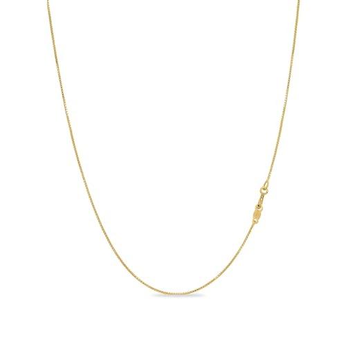 【並行輸入品】ボックスチェーンネックレス。18K 金メッキの純銀製 厚さ7ミリの薄手で丈夫 イタリア製 長さ14〜36インチ。 KEZEF 18_1
