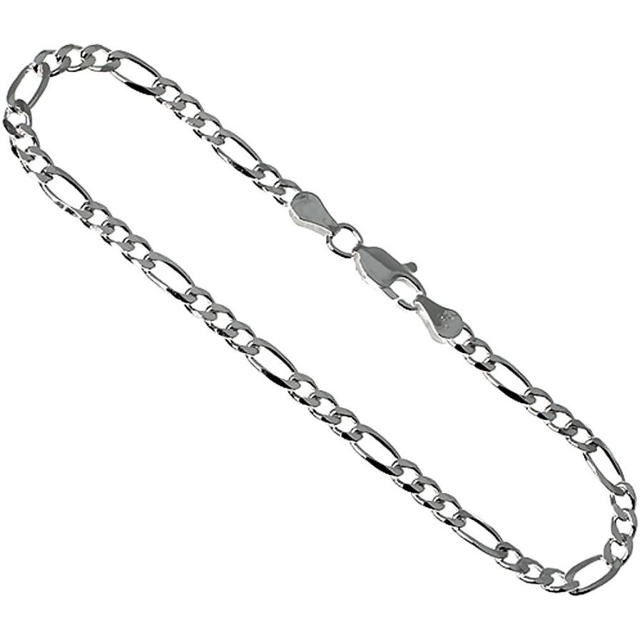 【並行輸入品】スターリングシルバー 4mm フィガロリンクチェーンネックレス & ブレスレット レディース メンズ ベベルエッジ ニッケルフリー_6