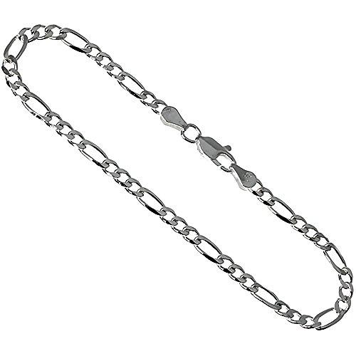 【並行輸入品】スターリングシルバー 4mm フィガロリンクチェーンネックレス & ブレスレット レディース メンズ ベベルエッジ ニッケルフリー_7