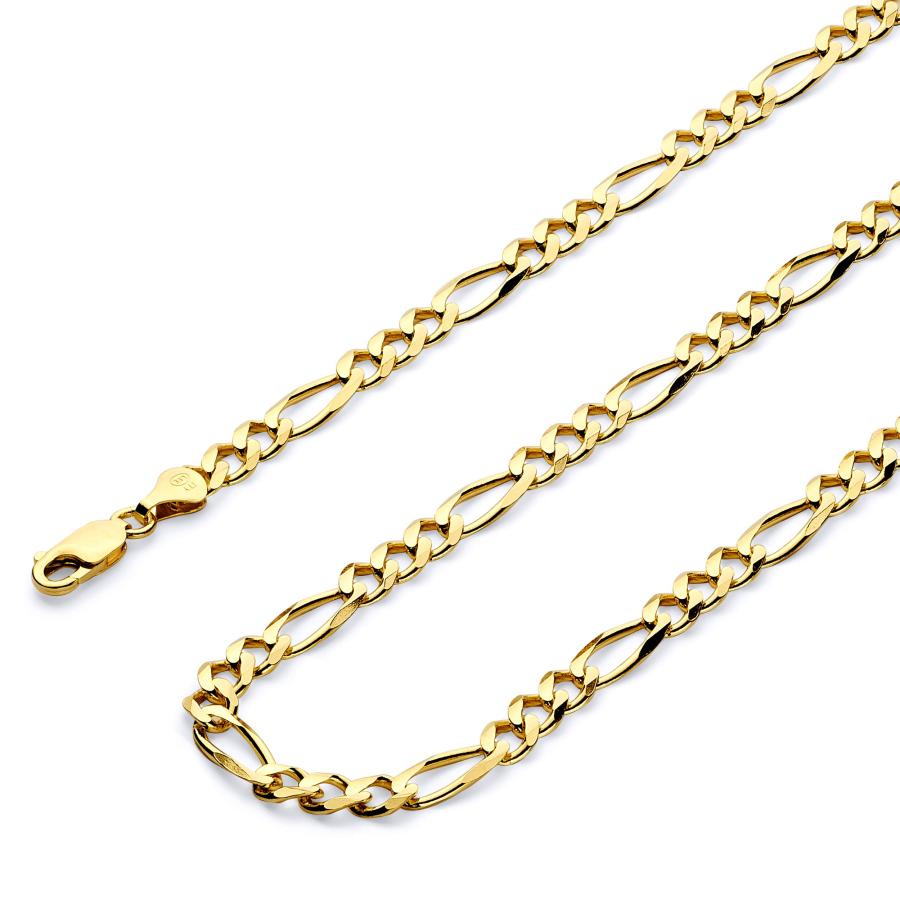 【並行輸入品】14?K黄色またはホワイトゴールドソリッドメンズ6?mmフィガロ3?+ 1?Concaveチェーンブレスレットwith Lobstの画像
