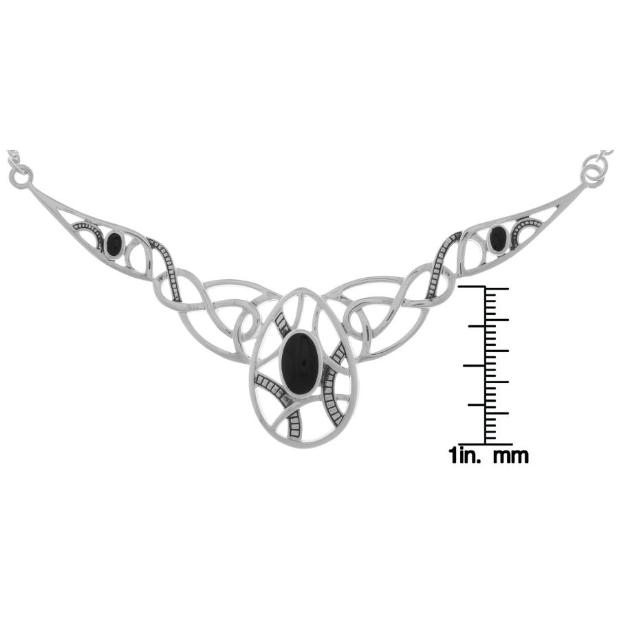 【並行輸入品】ジュエリートレンドシルバーメッキブロンズLargeケルト模様1ペンダントwith Black Onyx onリンクチェーンネックレ_3