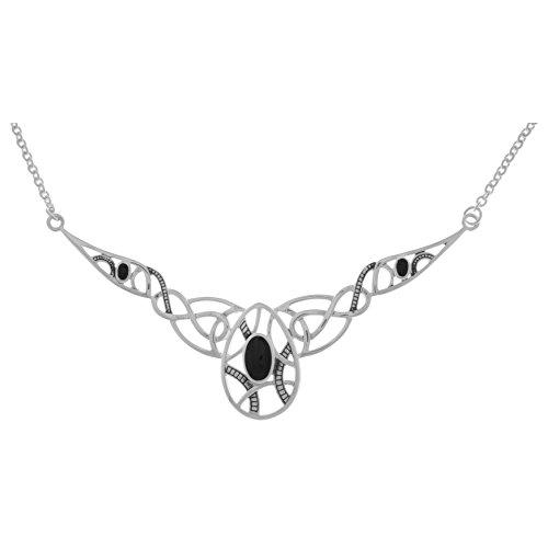 【並行輸入品】ジュエリートレンドシルバーメッキブロンズLargeケルト模様1ペンダントwith Black Onyx onリンクチェーンネックレ_7