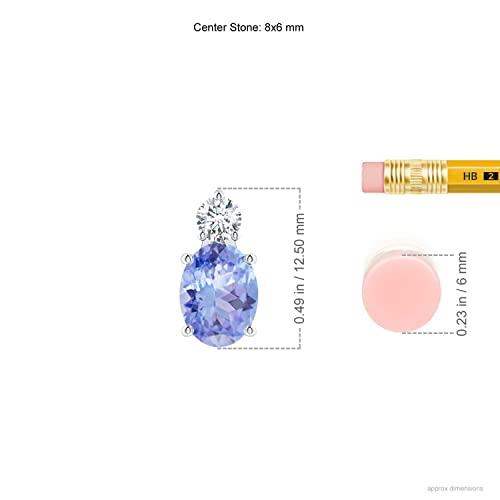 【並行輸入品】ダイヤモンド付きオーバルタンザナイトソリティアペンダント|シルバー|彼女の為にジュエリーギフト Angara Natural Taの画像