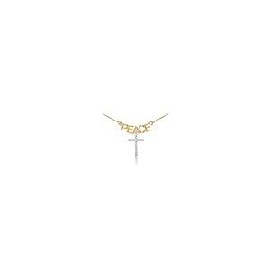 【並行輸入品】Fine 14?K 2つトーンゴールドPeaceクロスダイヤモンドペンダントネックレス ゴールド Fine 14k Two Ton_2