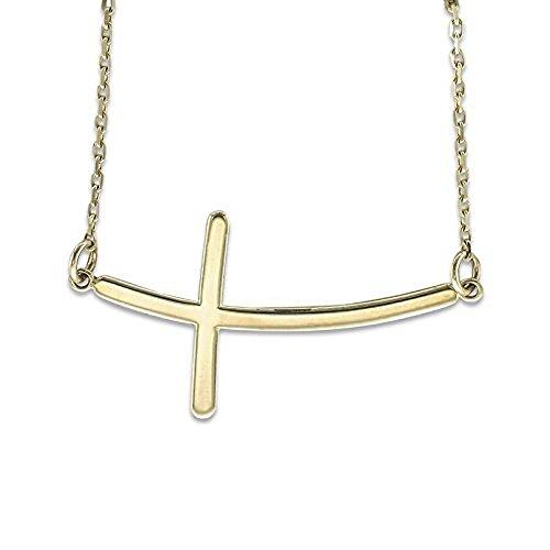 【並行輸入品】14 Karat Yellow Gold Sideways Cross Necklaceの画像