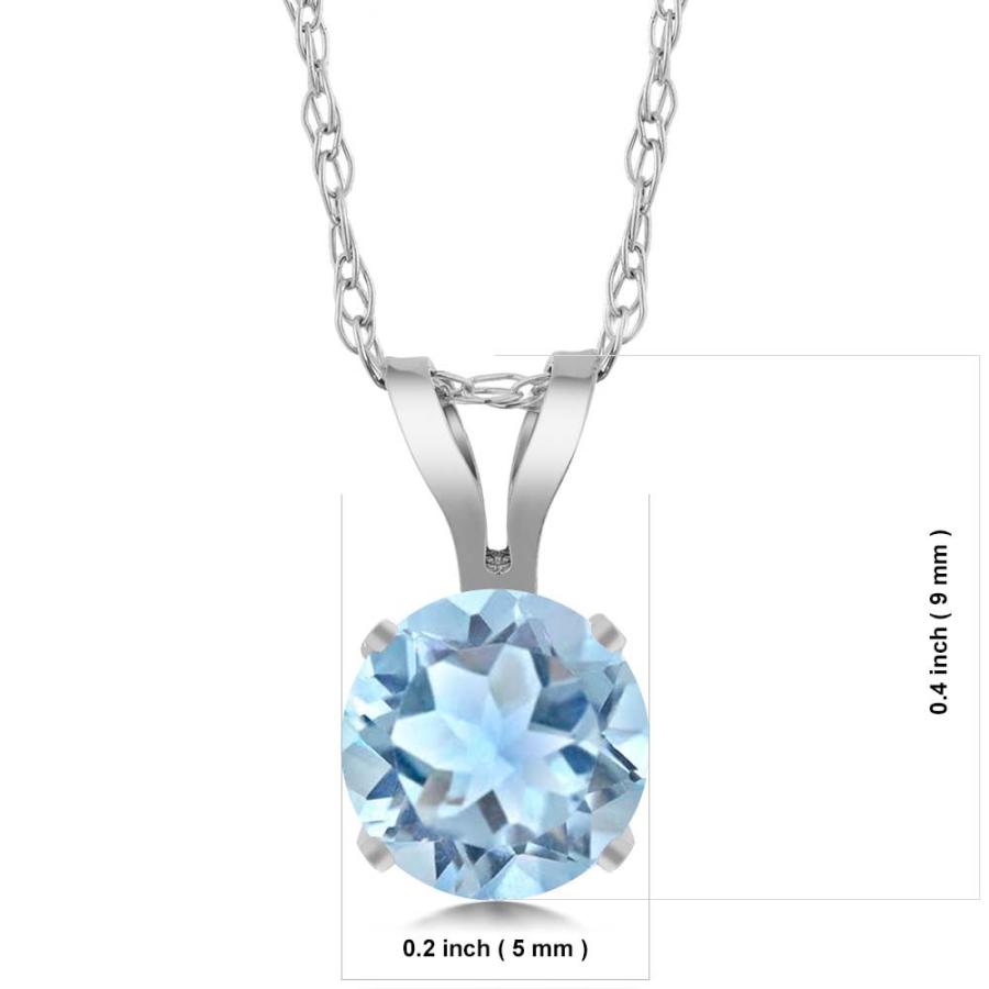 【並行輸入品】[Gem Stone King] 0.5カラット 天然 スカイブルートパーズ ネックレス レディース 14金 ホワイトゴールド K_3
