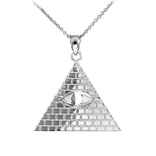 【並行輸入品】Fine 10?KホワイトゴールドピラミッドチャームAll Seeing Eye of Providenceイルミナティペンダント_1