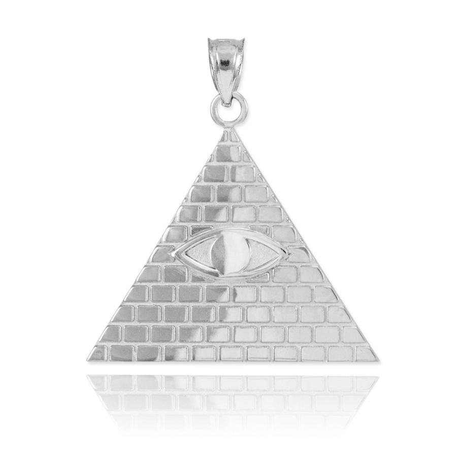 【並行輸入品】Fine 10?KホワイトゴールドピラミッドチャームAll Seeing Eye of Providenceイルミナティペンダント_3
