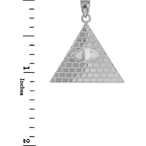 【並行輸入品】Fine 10?KホワイトゴールドピラミッドチャームAll Seeing Eye of Providenceイルミナティペンダント_7