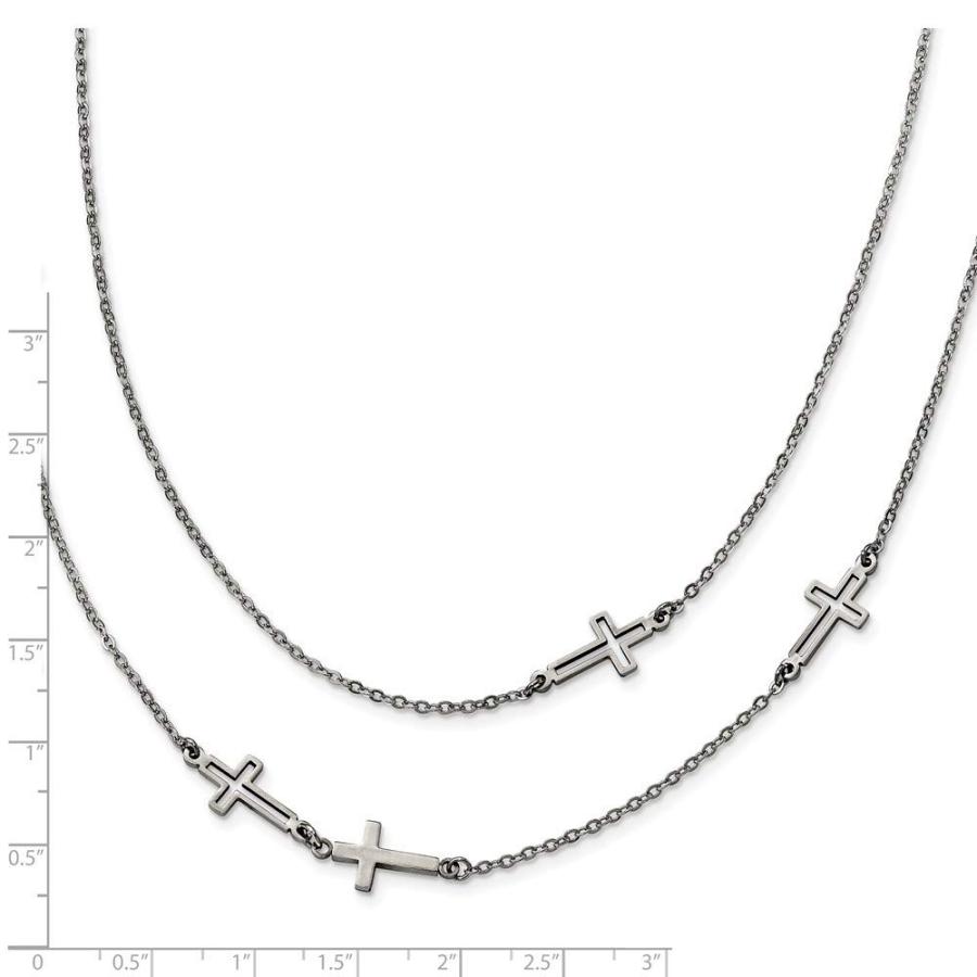 【並行輸入品】Stainless Steel Two Strand Religious Faith Cross Necklace 30 Inc_3