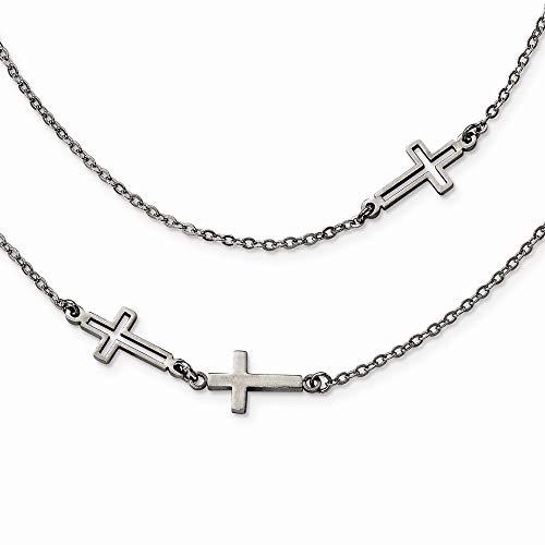 【並行輸入品】Stainless Steel Two Strand Religious Faith Cross Necklace 30 Inc_7
