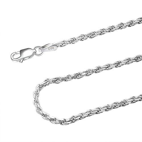 【並行輸入品】925スターリングシルバー 2mm ダイヤモンドカット ロープチェーンネックレス レディース ガールズ アップグレード カニカン留_4