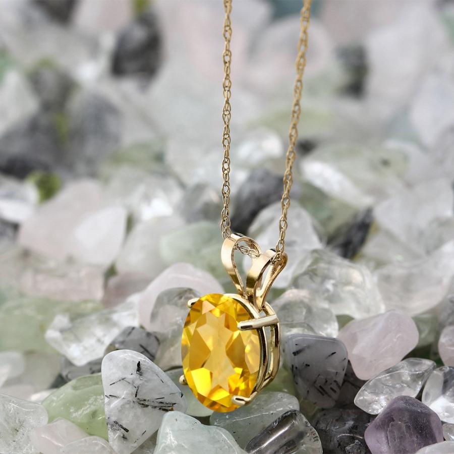 【並行輸入品】[Gem Stone King] 2カラット 天然 シトリン ネックレス レディース 14金 イエローゴールド K14 11月 誕の画像