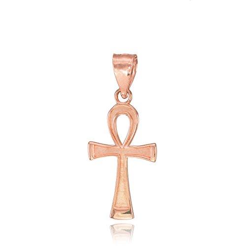 【並行輸入品】14?KローズゴールドエジプトAnkhクロスチャームペンダントネックレス 14k Rose Gold Egyptian Ankhの画像