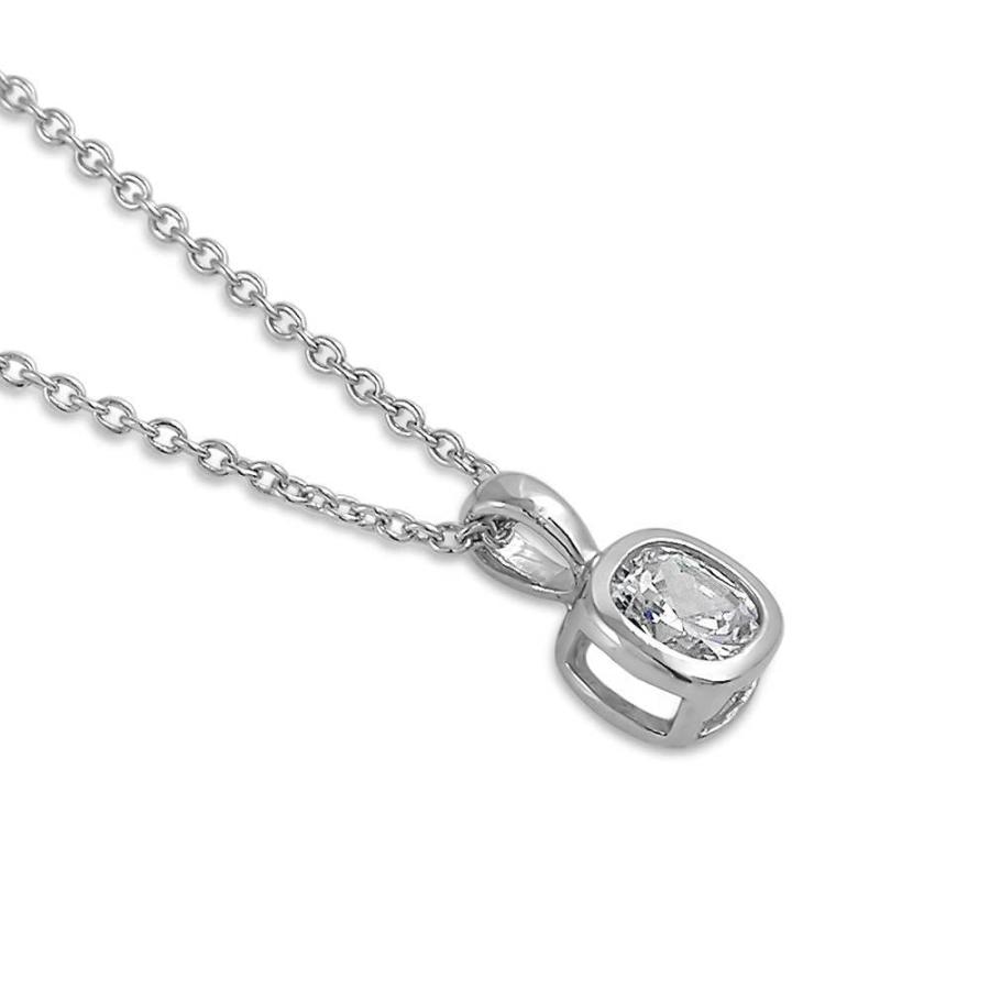 【並行輸入品】BERRICLEロジウムメッキスターリングシルバークッションカットキュービックジルコニアCZソリティアペンダント0.6 CTW 1