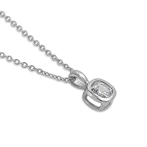 【並行輸入品】BERRICLEロジウムメッキスターリングシルバークッションカットキュービックジルコニアCZソリティアペンダント0.6 CTW 1