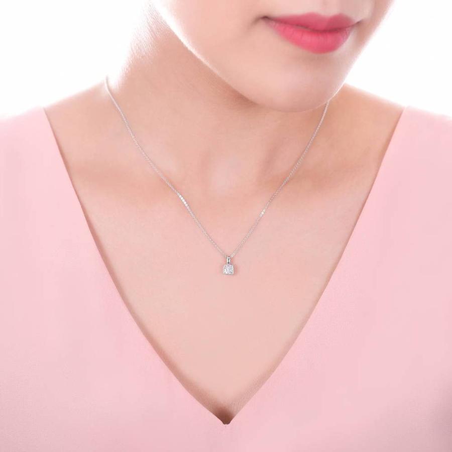 【並行輸入品】BERRICLEロジウムメッキスターリングシルバークッションカットキュービックジルコニアCZソリティアペンダント0.6 CTW 1
