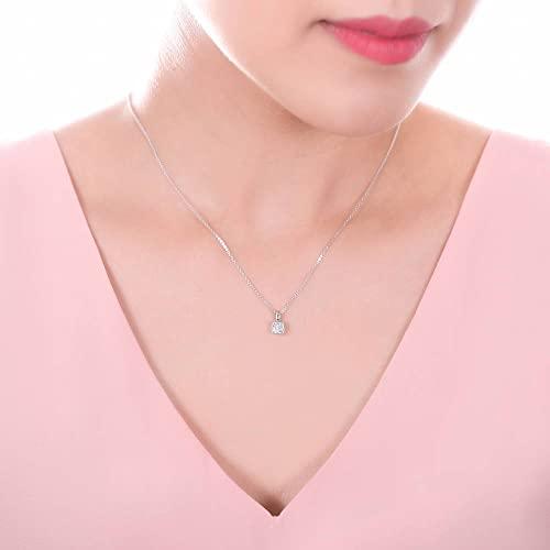 【並行輸入品】BERRICLEロジウムメッキスターリングシルバークッションカットキュービックジルコニアCZソリティアペンダント0.6 CTW 1