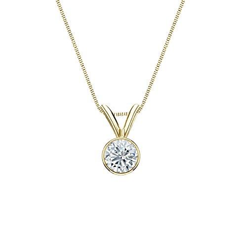 【並行輸入品】14?Kゴールドベゼルセットラウンドカットダイヤモンドソリティアペンダント( 1?/ 5? ?1カラット、i1?  i2?) Jの画像