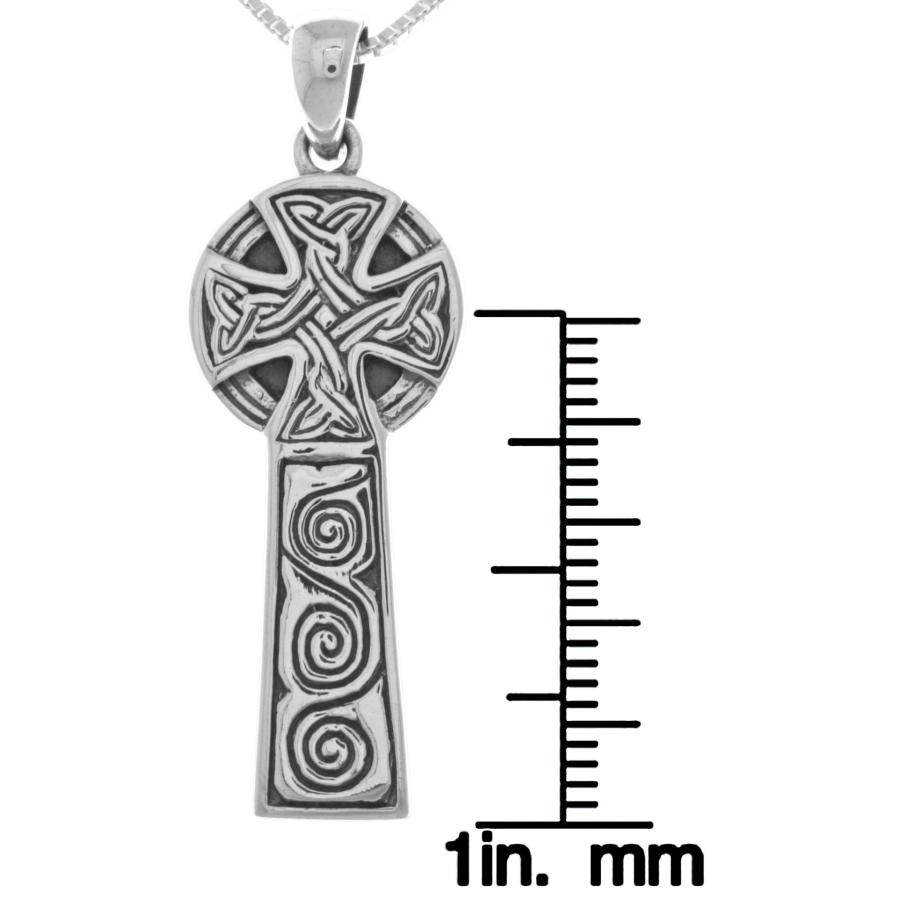 【並行輸入品】ジュエリートレンドスターリングシルバーケルトクロスペンダント上18インチボックスチェーンネックレス Jewelry Trends_3