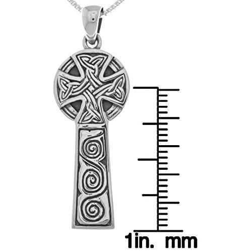【並行輸入品】ジュエリートレンドスターリングシルバーケルトクロスペンダント上18インチボックスチェーンネックレス Jewelry Trends_4