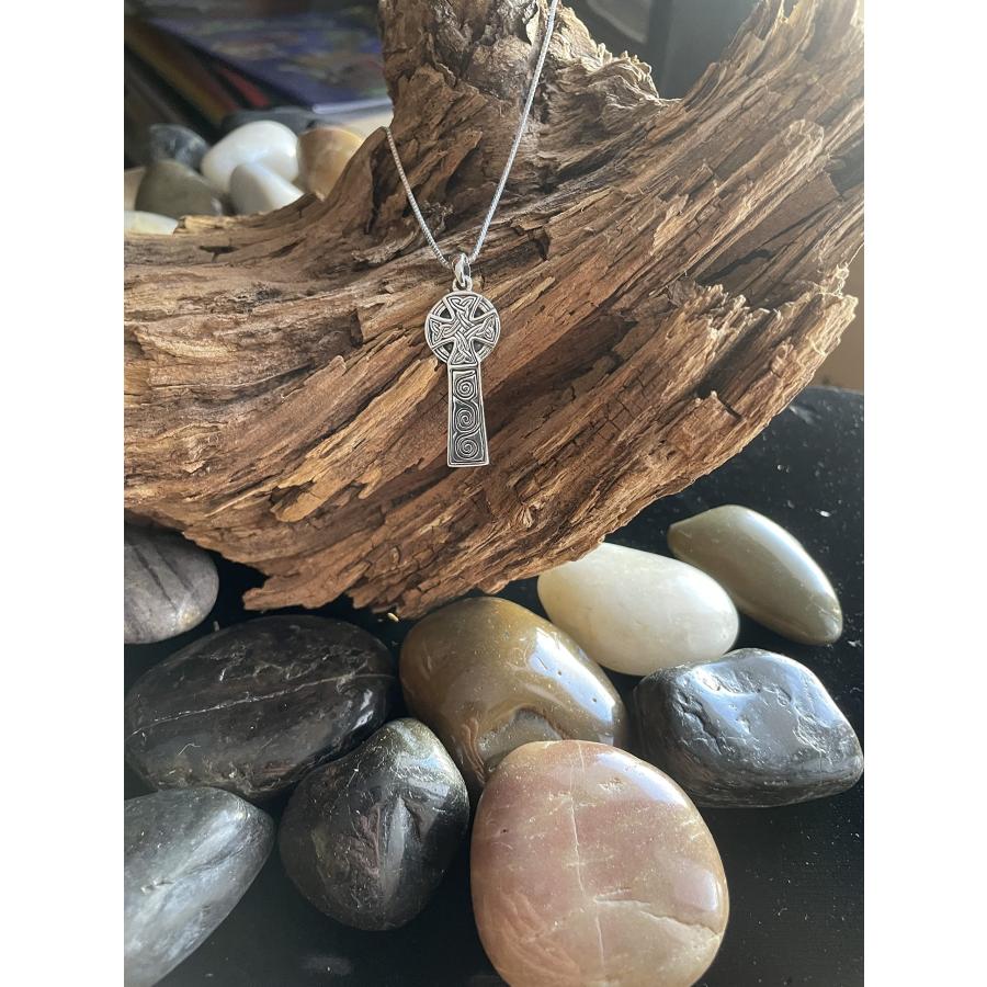 【並行輸入品】ジュエリートレンドスターリングシルバーケルトクロスペンダント上18インチボックスチェーンネックレス Jewelry Trends_9