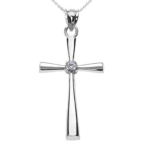 【並行輸入品】FDJ ソリティアダイヤモンドクロスペンダントネックレス 宗教ジュエリー 14kホワイトゴールド Religious Jewelr_1
