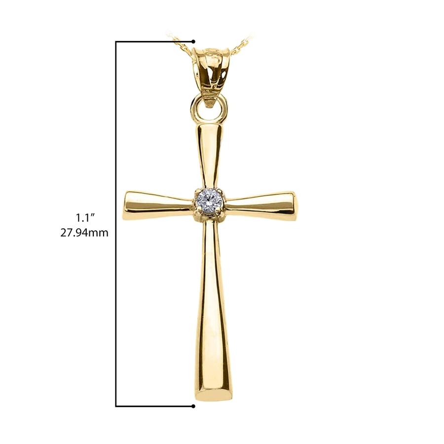 【並行輸入品】ソリティアダイヤモンドクロスペンダントネックレス14 Kイエローゴールド 14K Yellow Gold Solitaire Di_6