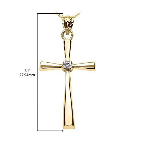 【並行輸入品】ソリティアダイヤモンドクロスペンダントネックレス14 Kイエローゴールド 14K Yellow Gold Solitaire Di_7