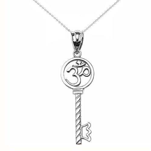 【並行輸入品】14 Kホワイトゴールドom/Ohmキーペンダントネックレス ゴールド 14k White Gold OM/OHM Key Penの画像