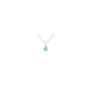 【並行輸入品】洋ナシ型 アクアマリン ソリティア ペンダント (8x6mm アクアマリン) シルバー Angara Natural Aquamaの画像