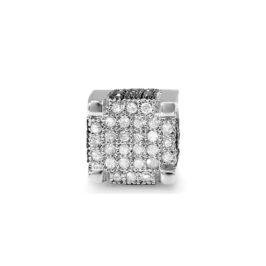 【並行輸入品】0.49カラット(CTW1?/ 2?ctラウンドブラック&ホワイトダイヤモンドメンズマイクロパヴェヒップホップスタッドイヤリング(_3