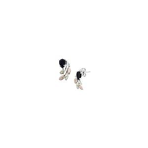【並行輸入品】オニキスPear小柄リーフカスケードイヤリング、スターリングシルバー、12?K緑とローズゴールドブラックヒルズゴールドモチーフ Oの画像
