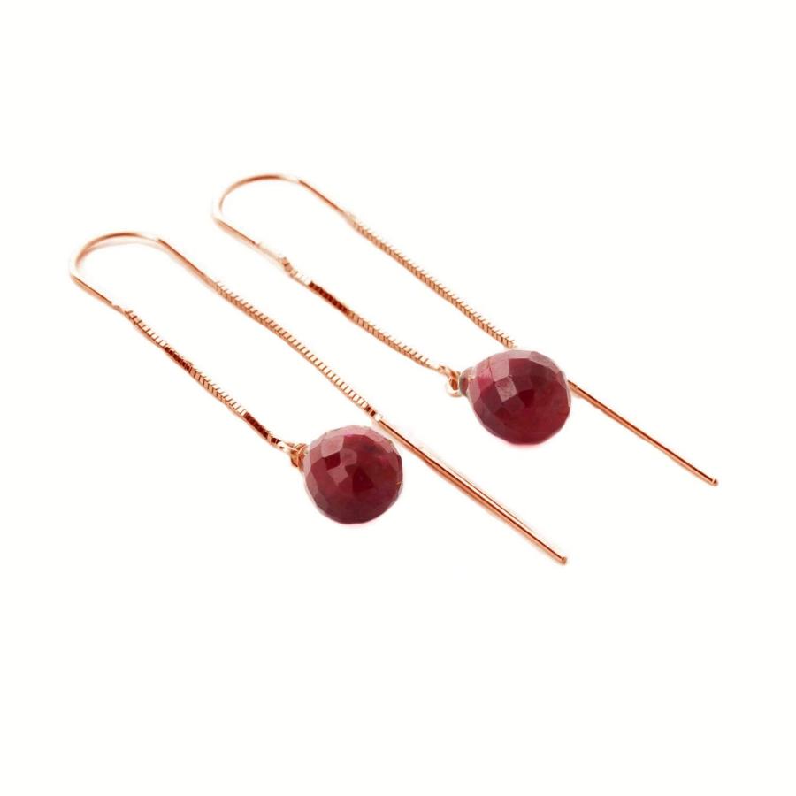 【並行輸入品】Galaxy Gold 14Kソリッドローズゴールド染め 6.60ct ルビー スレッドイヤリング Galaxy Gold GGの画像