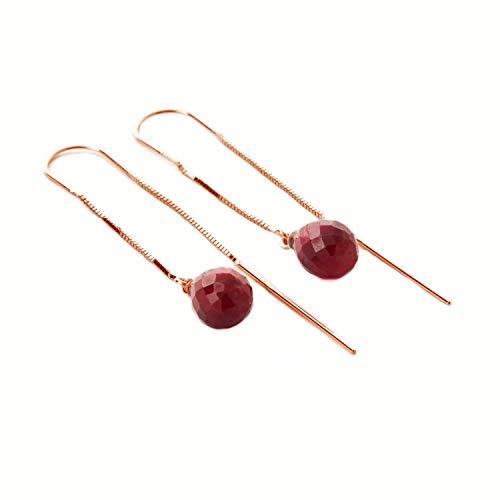 【並行輸入品】Galaxy Gold 14Kソリッドローズゴールド染め 6.60ct ルビー スレッドイヤリング Galaxy Gold GGの画像