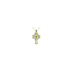 【並行輸入品】14?KツートンゴールドケルトクロスTrinity Knotダイヤモンドペンダントネックレスwithエメラルド ゴールド 14K