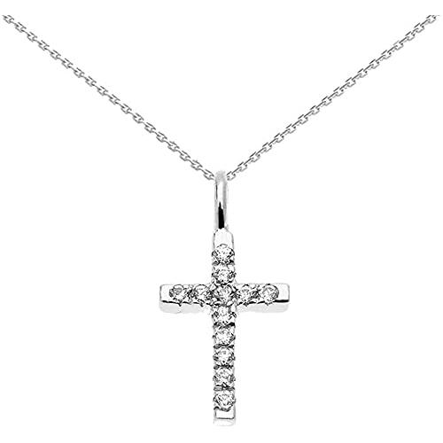 【並行輸入品】美しい14?Kホワイトゴールドダイヤモンドクロス上品チャームペンダントネックレス 14K White Gold 1/20 Cttwの画像